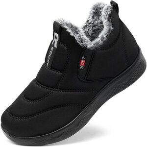 Womens waterproof snow boots fur lined warm slip on ankle winter boots women